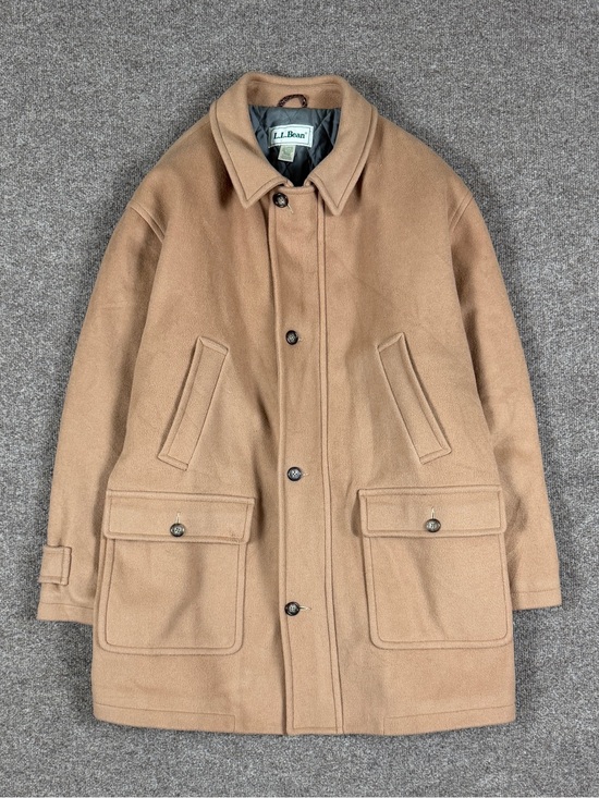 L.L. Bean Other - Vintage LL Bean Camel Tan Wool Chore Field Barn Jacket Men’s XL Quilt Lined 90s